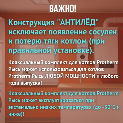 Дымоход для котла Протерм (Protherm) Рысь любой мощности, комплект антилед (Китай) (DYMrys)